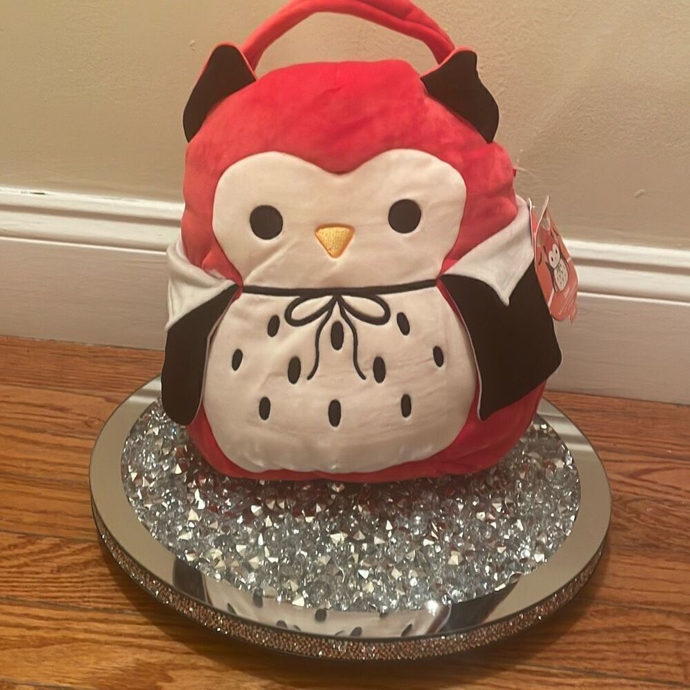 NWT Squishmallows Demi the Vampire Owl Halloween trick or Treat candy basket